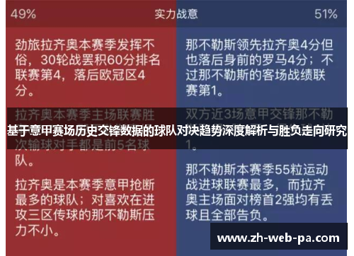 基于意甲赛场历史交锋数据的球队对决趋势深度解析与胜负走向研究